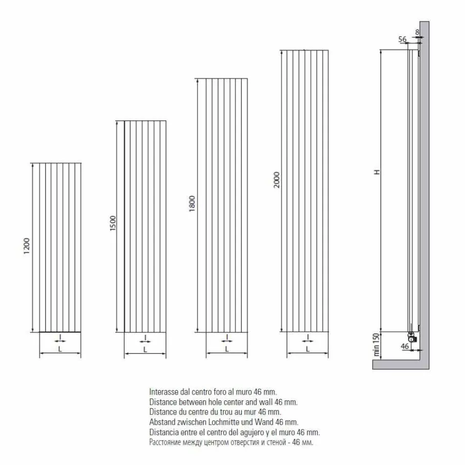 Radiator hidraulic de perete cu design modern, până la 700 W - 100 de linii Viadurini