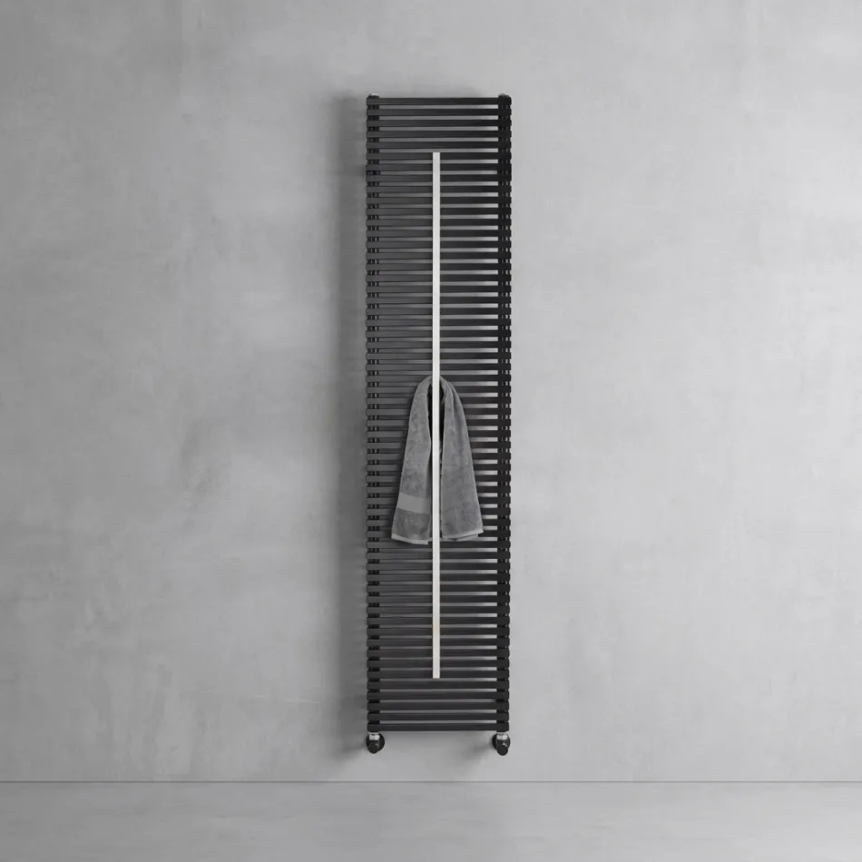 Radiator mixt Lux cu suport pentru prosoape din oțel, fabricat în Italia Viadurini