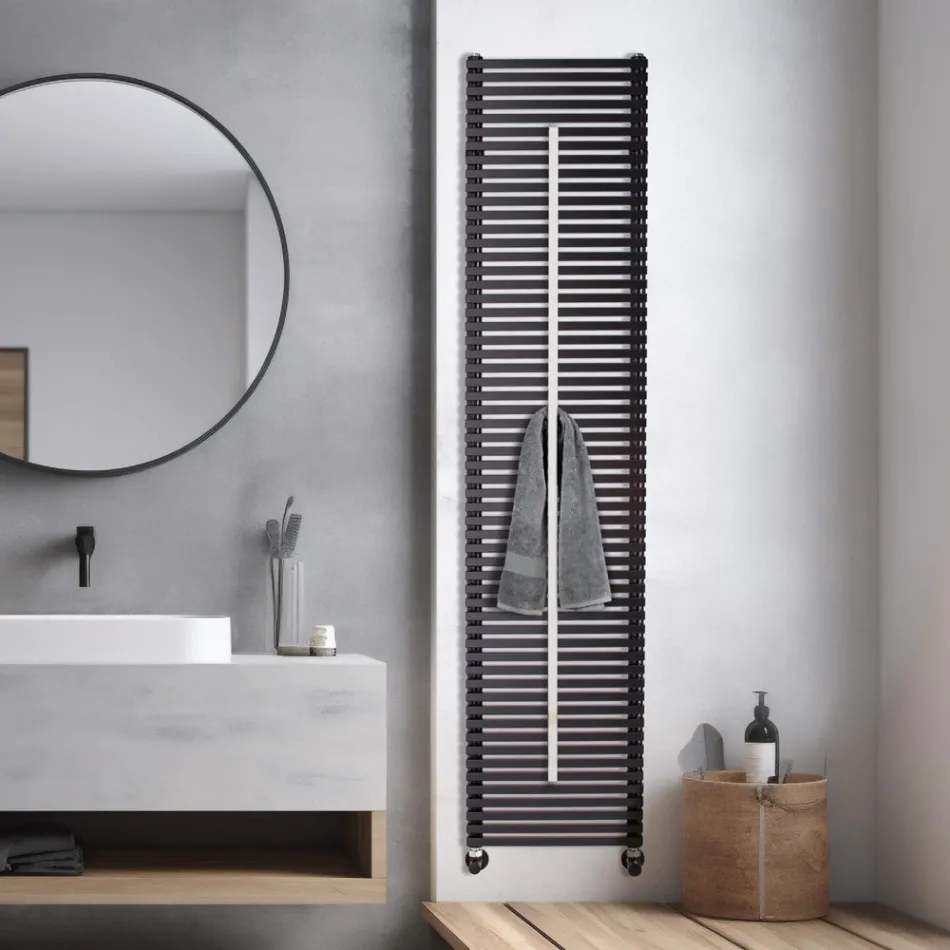 Radiator mixt Lux cu suport pentru prosoape din oțel, fabricat în Italia Viadurini