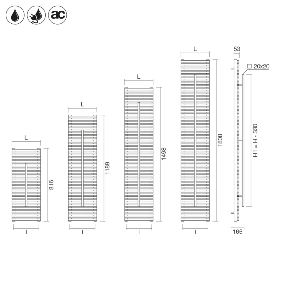 Radiator mixt Lux cu suport pentru prosoape din oțel, fabricat în Italia Viadurini