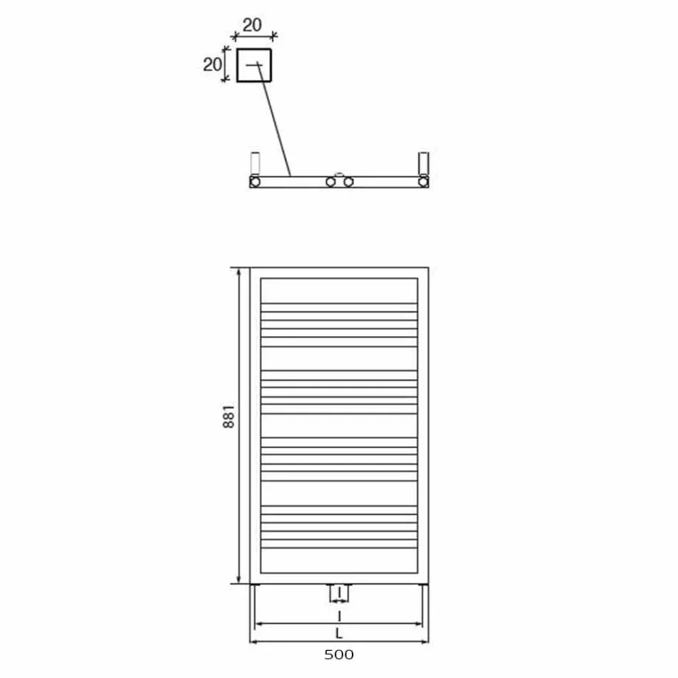 Încălzitor de prosoape cu radiator Baie Design pătrat în oțel 412 W - Turn Viadurini