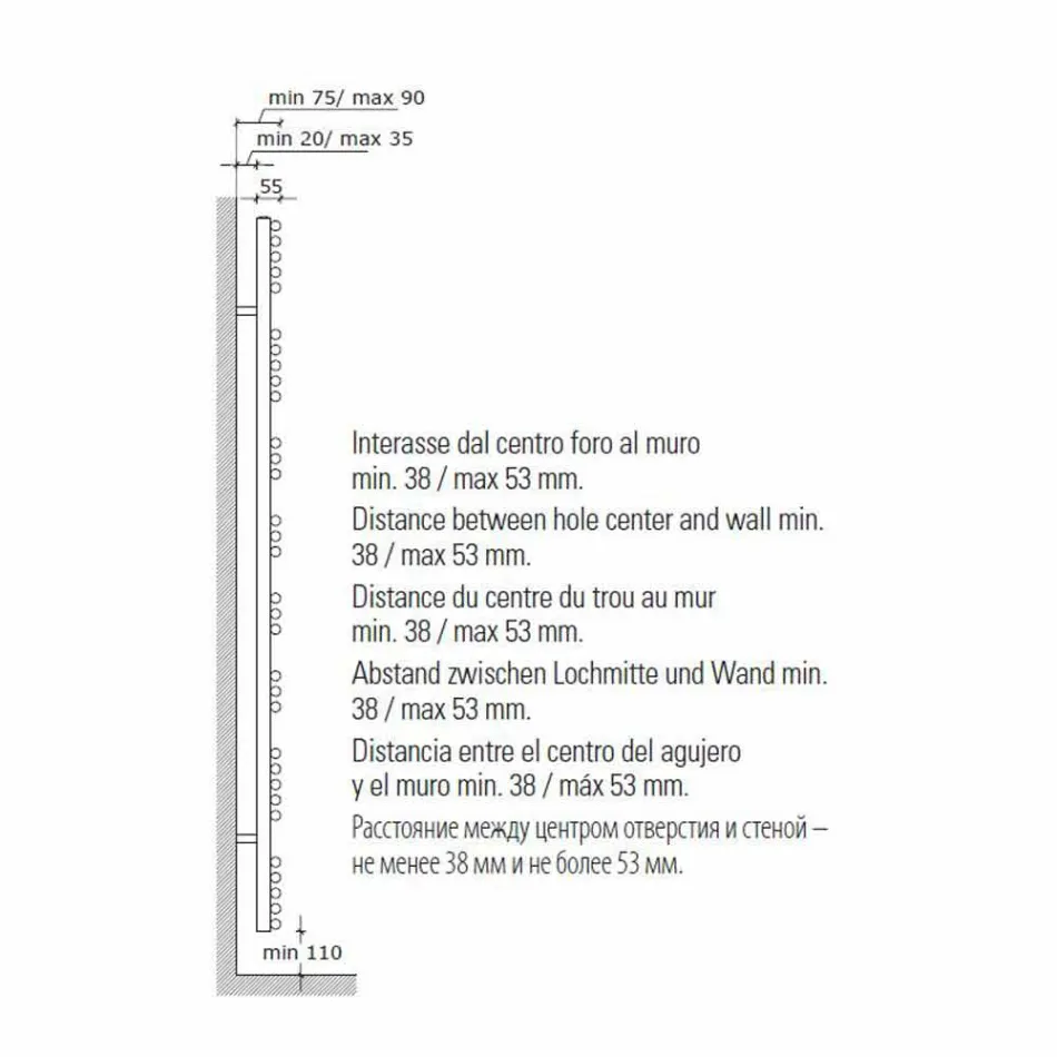 Încălzitor de prosoape cu radiator crom în oțel Design hidraulic 483 W - Pavone Viadurini