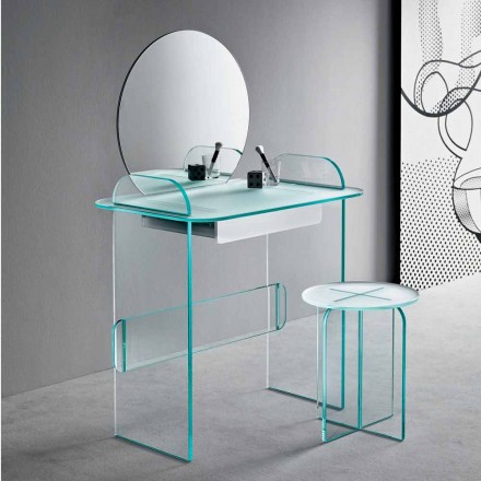 Masă de toaletă machiaj cu oglindă și sertar de sticlă 3 finisaje - Salvie Viadurini