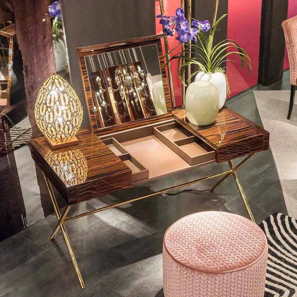 Dressing Table moderne cu pliere top în abanos strălucitor Ada 3 Viadurini