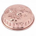 Tava rotunda din cupru conservata manual cu decor cu fructe 28 cm - Gianmattia