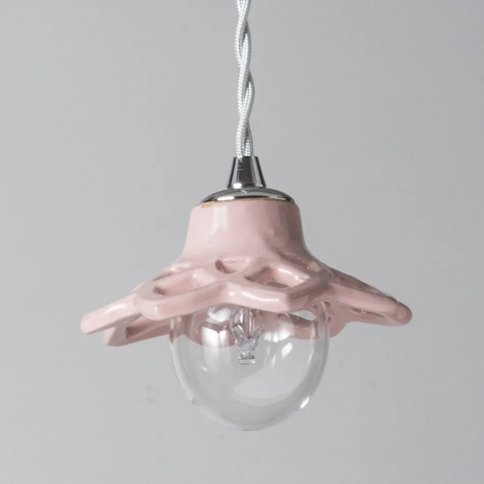 Lampa cu suspendare din teracota Toscot Apuane fara rozeta Made in Toscana Viadurini