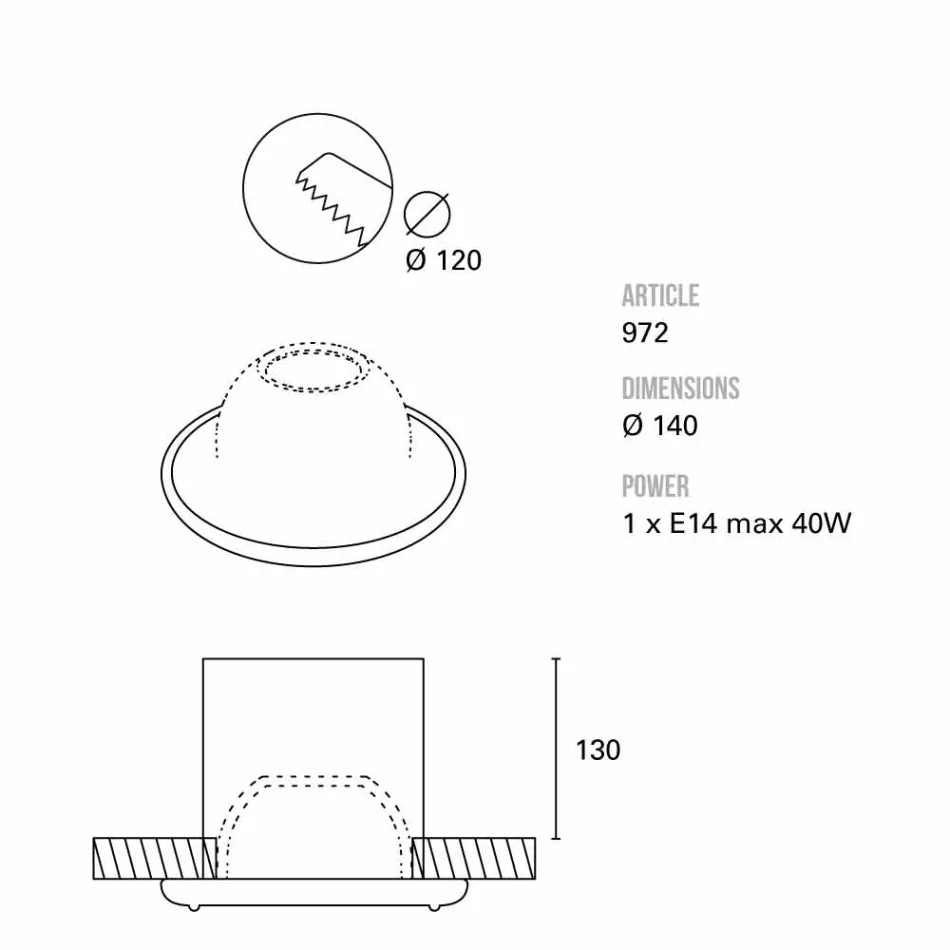 TOSCOT Battersea far încastrat cu diametrul de 14 cm Made in Toscana Viadurini