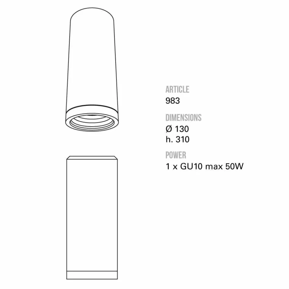 TOSCOT Karst mare plafon de lumină Ø 13 x H 31cm Made in Toscana Viadurini