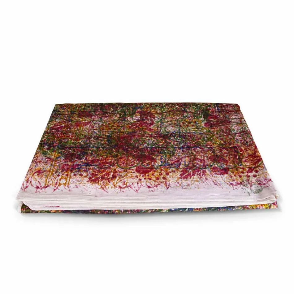 Față de masă din bumbac cu imprimeu realizat manual dintr-o bucată - mărci Viadurini