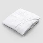 Față de masă de in alb cu chenar italian de lux plisat - Tippel Viadurini