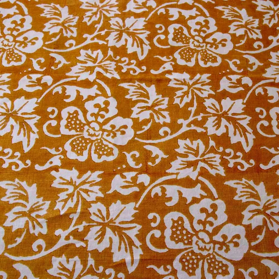 Față de masă din lenjerie artizanală 100% italiană cu imprimeu de mână dintr-o bucată - mărci Viadurini