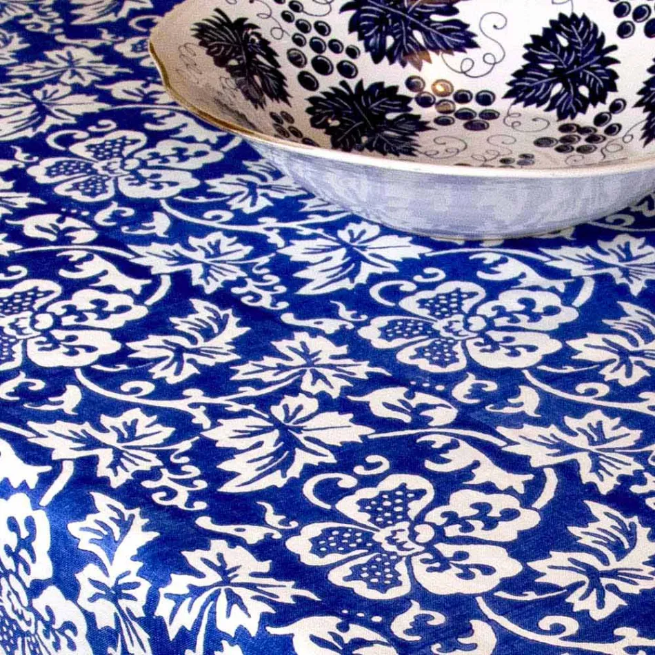 Față de masă din lenjerie artizanală 100% italiană cu imprimeu de mână dintr-o bucată - mărci Viadurini