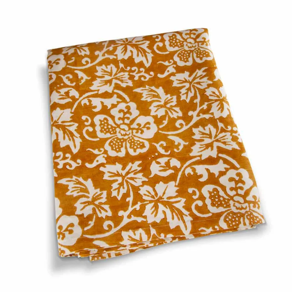 Față de masă din lenjerie artizanală 100% italiană cu imprimeu de mână dintr-o bucată - mărci Viadurini