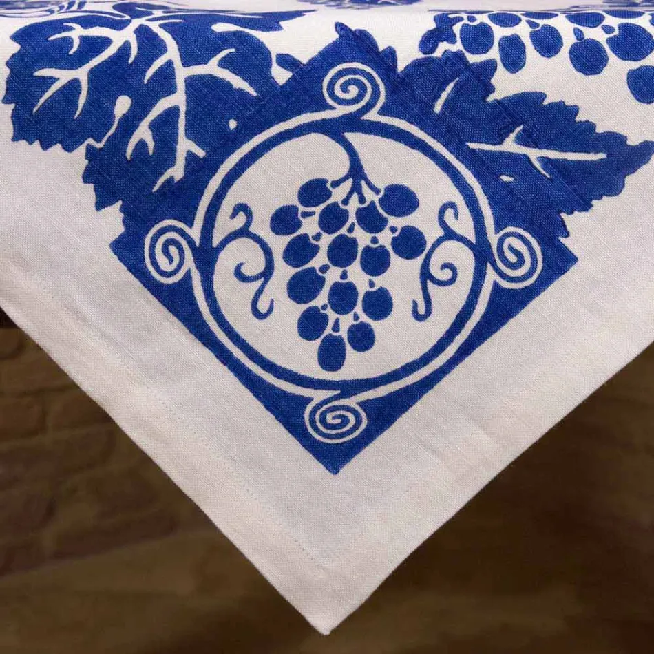 Față de masă de in înaltă artistică cu imprimeu manual italian de artă - mărci Viadurini