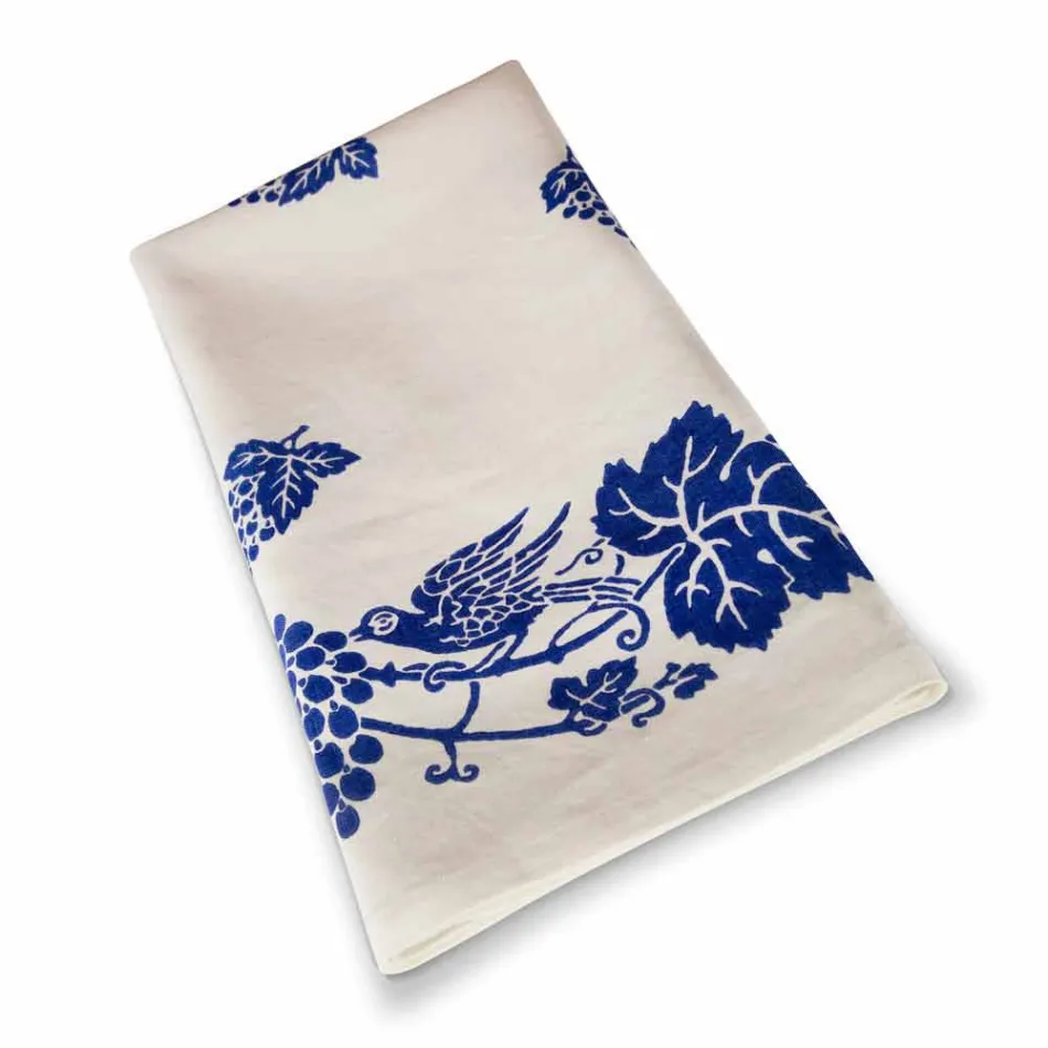 Față de masă de in înaltă artistică cu imprimeu manual italian de artă - mărci Viadurini