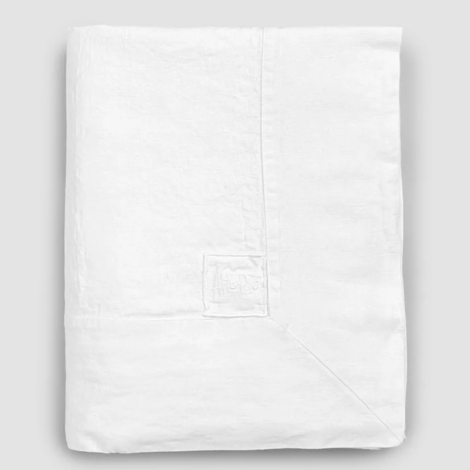 Fata de masa de in alb dreptunghiulara de lux cu rama sau dantela - Davinci Viadurini