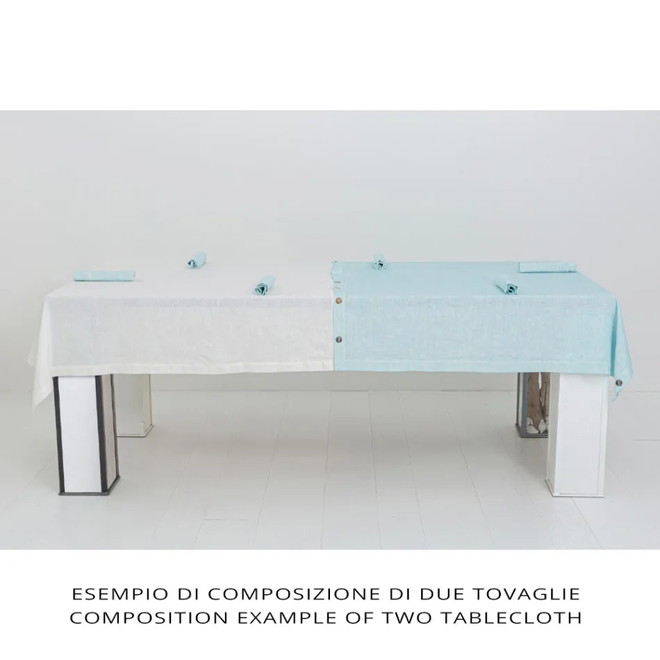 Față de masă de in colorată modulară de lux cu butoniere și 12 nasturi - mediteraneană Viadurini