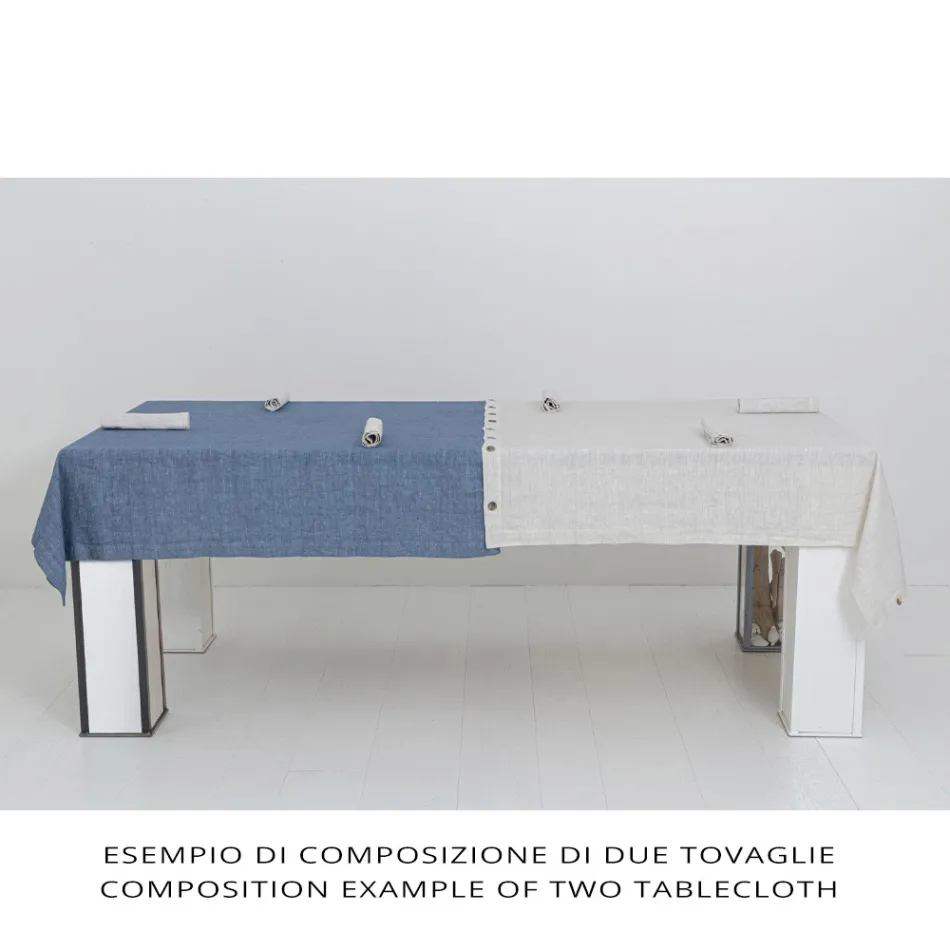 Față de masă de in colorată modulară de lux cu butoniere și 12 nasturi - mediteraneană Viadurini