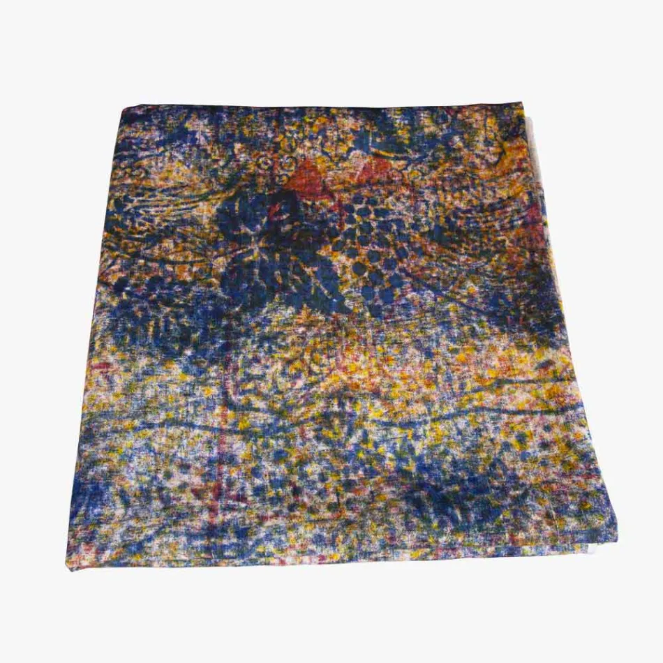 Față de masă italiană de înaltă calitate, imprimată cu bumbac manual Viadurini