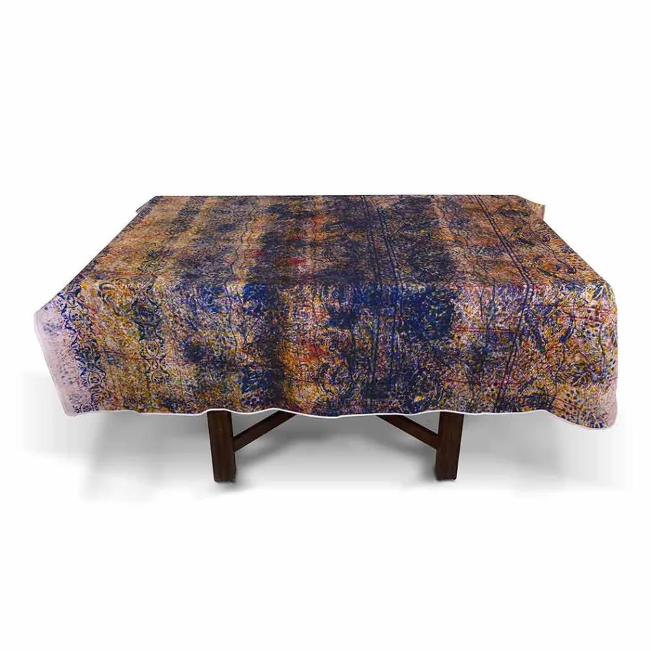 Față de masă italiană de înaltă calitate din bumbac printat manual - mărci comerciale Viadurini