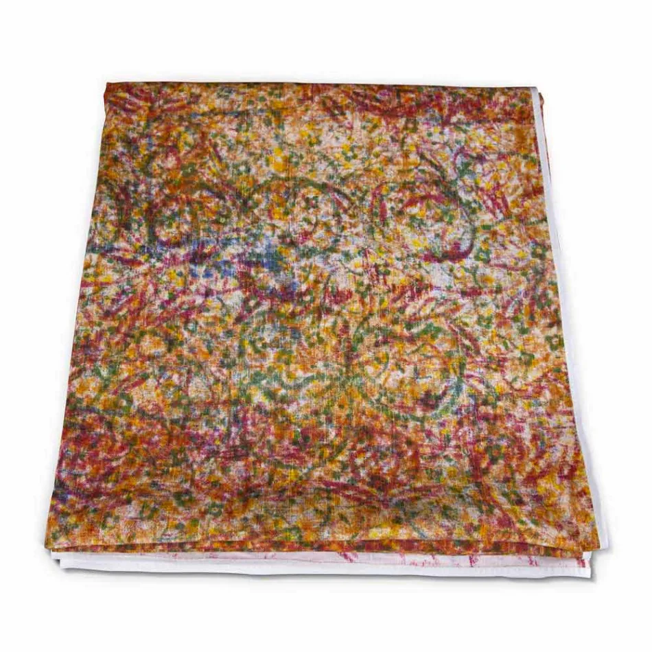 Față de masă italiană de înaltă calitate din bumbac printat manual - mărci comerciale Viadurini