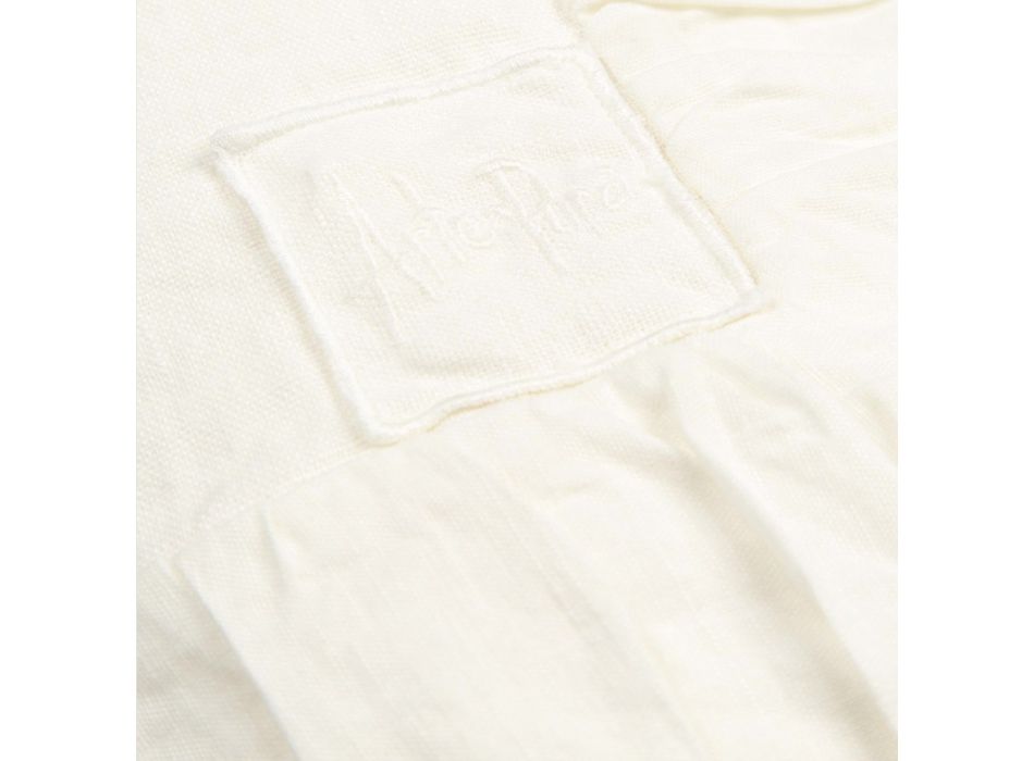 Față de masă dreptunghiulară din in alb, cadru și margine pliată în relief - Mippel Viadurini