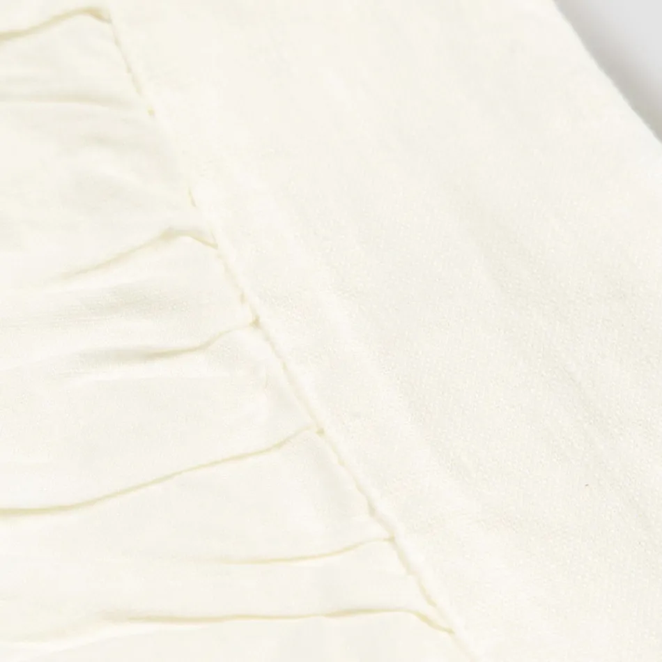 Față de masă dreptunghiulară din in alb, cadru și margine pliată în relief - Mippel Viadurini