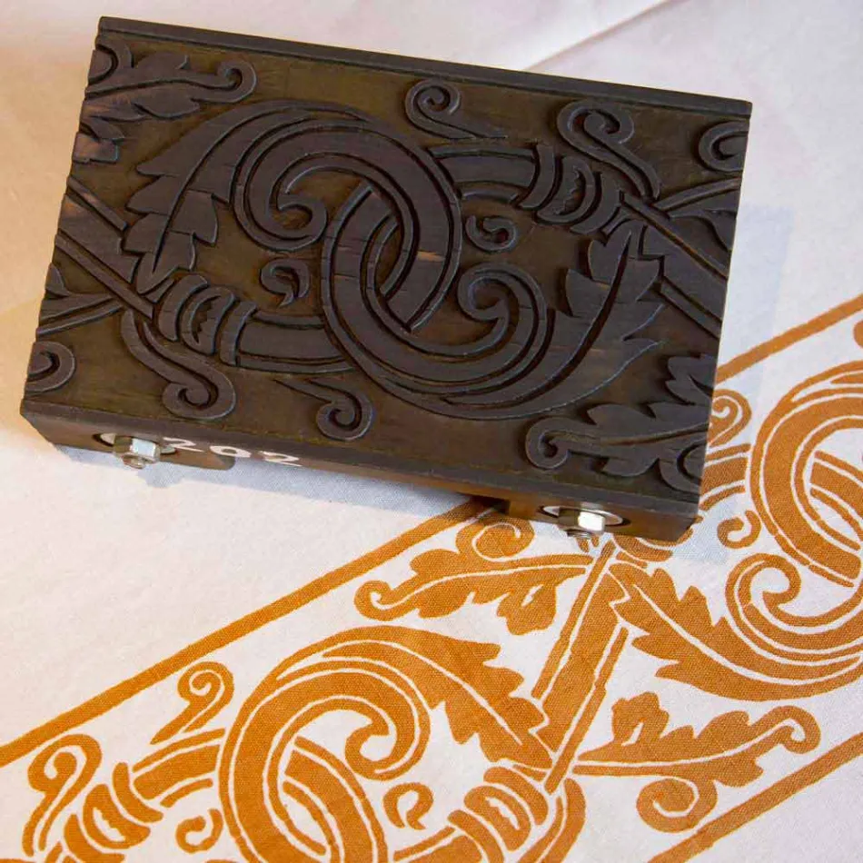 Față de masă din bumbac și lenjerie tipărită italiană extrem de artizanală - mărci Viadurini