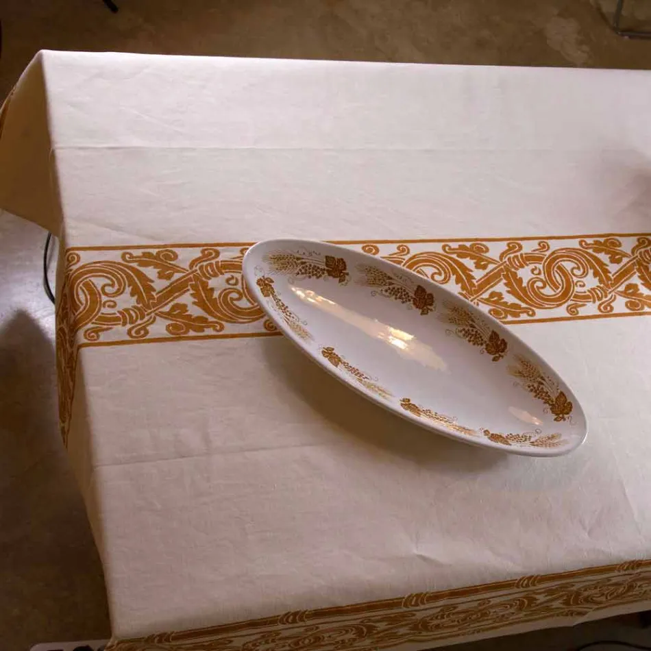 Față de masă din bumbac și lenjerie tipărită italiană extrem de artizanală - mărci Viadurini