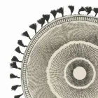 Serviciu rotund pentru mic dejun din iută cu franjuri negre 12 buc - Casside Viadurini