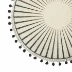 Serviciu rotund pentru mic dejun din iută cu pompon negri 12 buc - Casside Viadurini