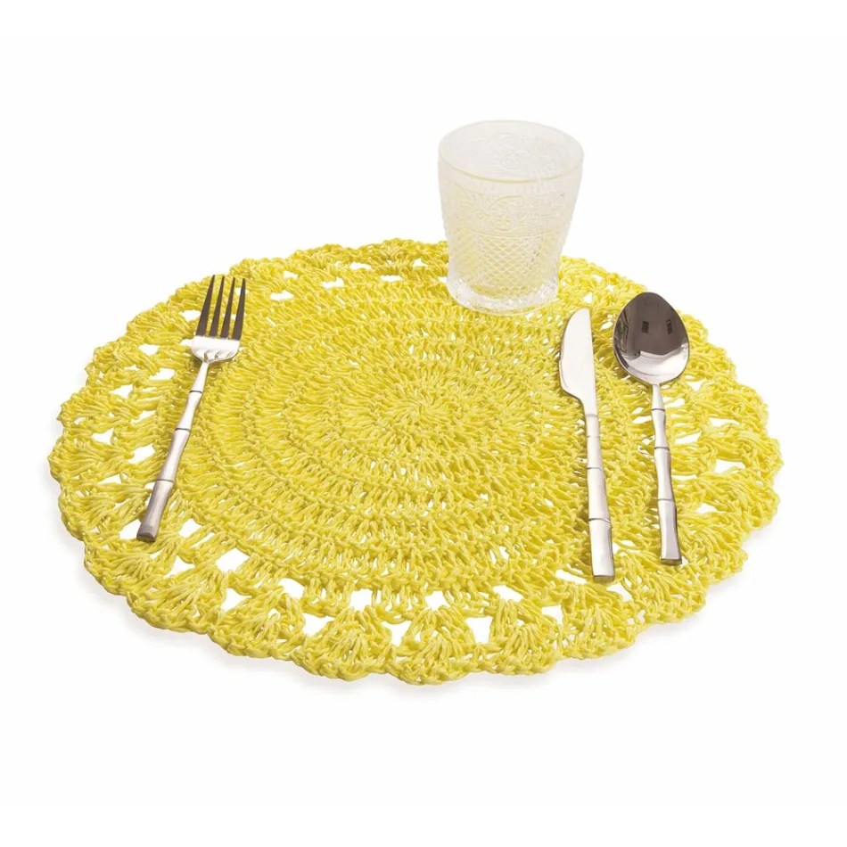 Rotund Placemat Crochet Placemat Diverse Culori 12 Piese - Punzolo Viadurini