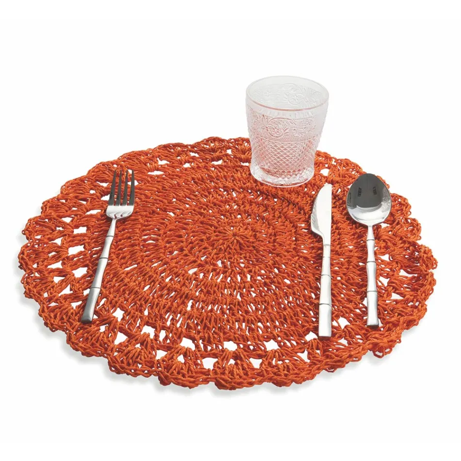 Rotund Placemat Crochet Placemat Diverse Culori 12 Piese - Punzolo Viadurini