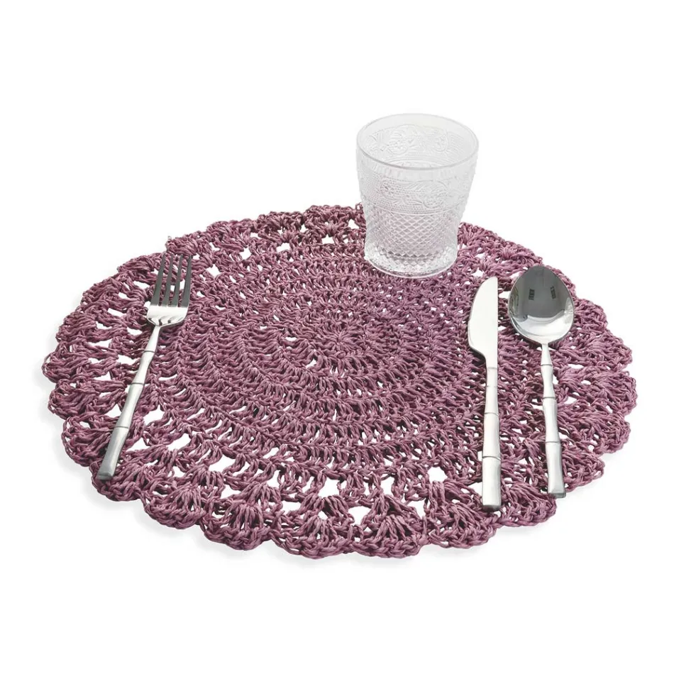Rotund Placemat Crochet Placemat Diverse Culori 12 Piese - Punzolo Viadurini