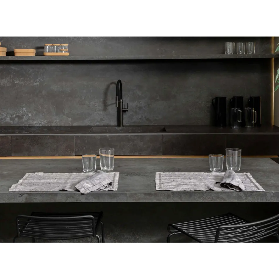 Serviciuuri pentru mic dejun din in gri cu cristale 2 piese - Macanno Viadurini