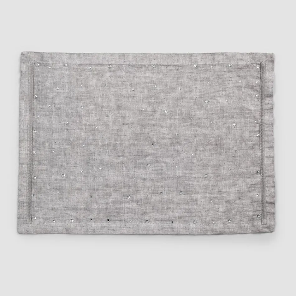 Serviciuuri pentru mic dejun din in gri cu cristale 2 piese - Macanno Viadurini