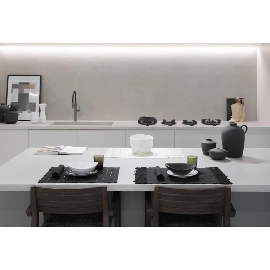 Șervețele de in cu cristale negre sau de unt, 6 bucăți de lux italian - Prezio Viadurini