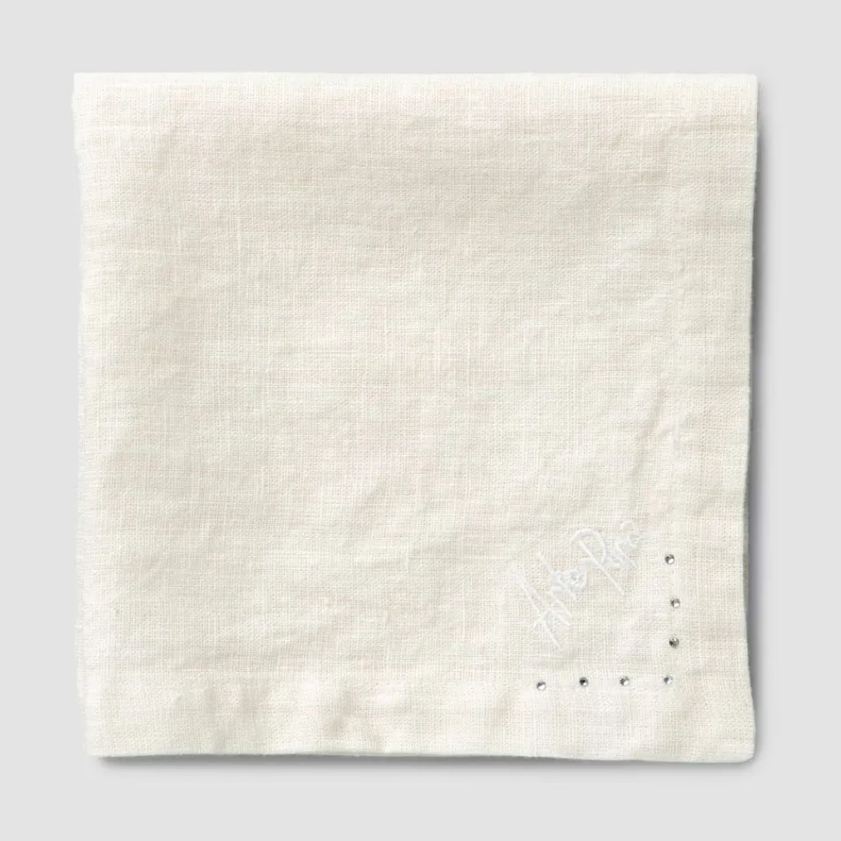 Șervețele de in cu cristale negre sau de unt, 6 bucăți de lux italian - Prezio Viadurini