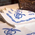 Șervețel în lenjerie mixtă cu imprimeu manual piesă unică fabricată în Italia - mărci Viadurini