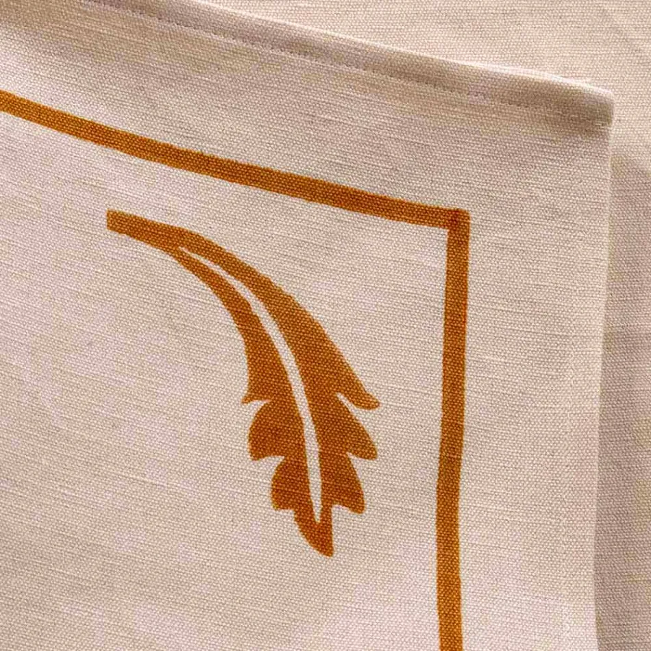 Șervețel în lenjerie mixtă cu imprimeu manual piesă unică fabricată în Italia - mărci Viadurini