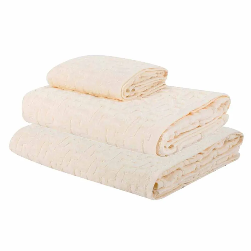 Prosoape de baie din bumbac în terry, față și oaspete - Ginestra Viadurini