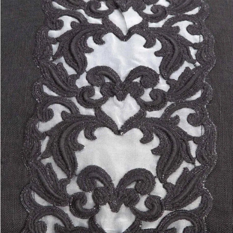 Geantă mare de in și bumbac pentru cosmetice cu dantelă Farnese și fermoar, 2 finisaje - Mike Viadurini