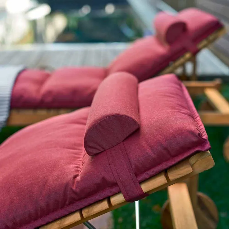 Varaschin Șezlonguri cu coduri de bare cu roți în aer liber din lemn de tec Viadurini