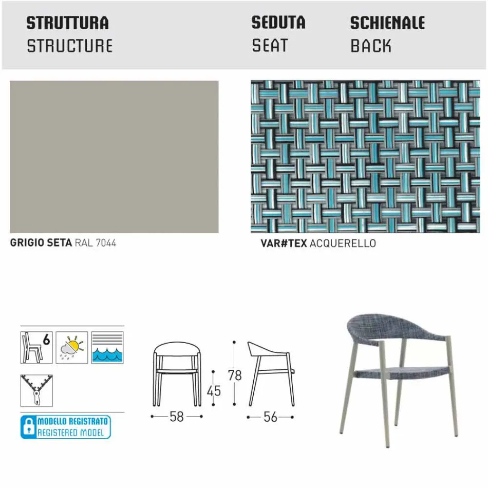 Varaschin Clever scaun de gradina moderne de design, 6 bucăți Viadurini