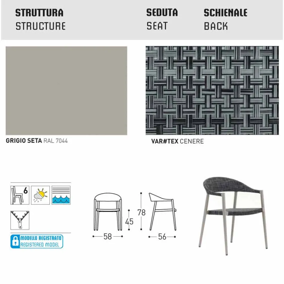 Varaschin Clever scaun de gradina moderne de design, 6 bucăți Viadurini