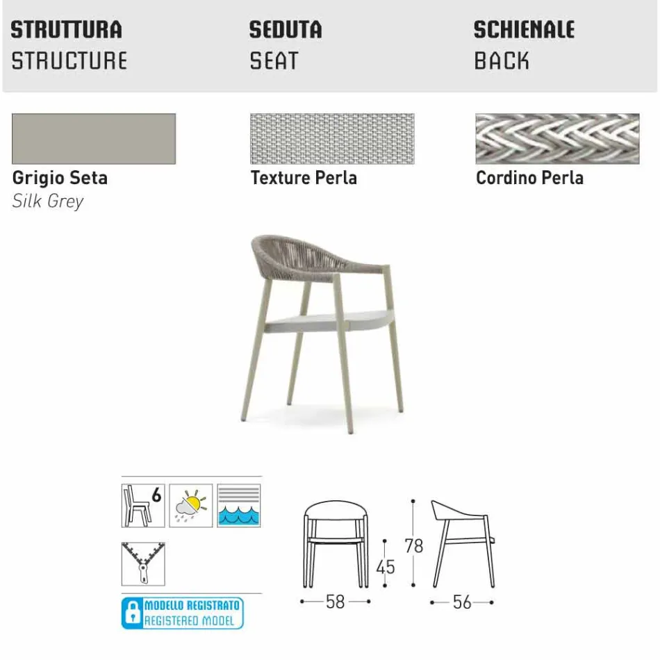 Varaschin Clever scaun de gradina moderne de design, 6 bucăți Viadurini