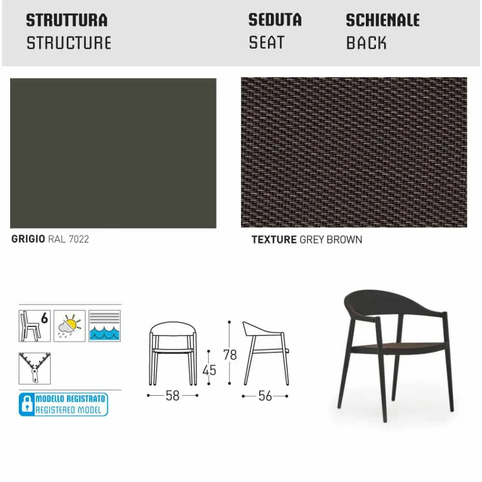 Varaschin Clever scaun de gradina moderne de design, 6 bucăți Viadurini