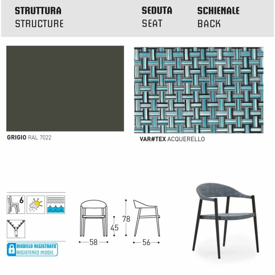 Varaschin Clever scaun de gradina moderne de design, 6 bucăți Viadurini