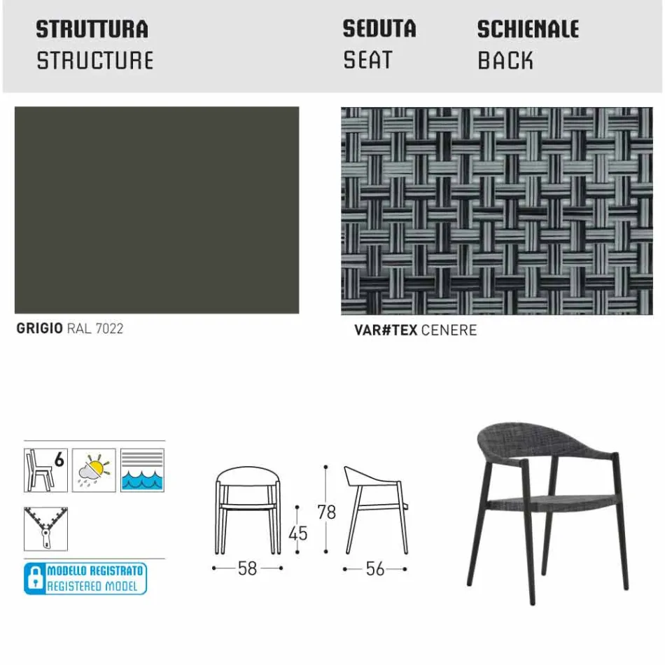 Varaschin Clever scaun de gradina moderne de design, 6 bucăți Viadurini