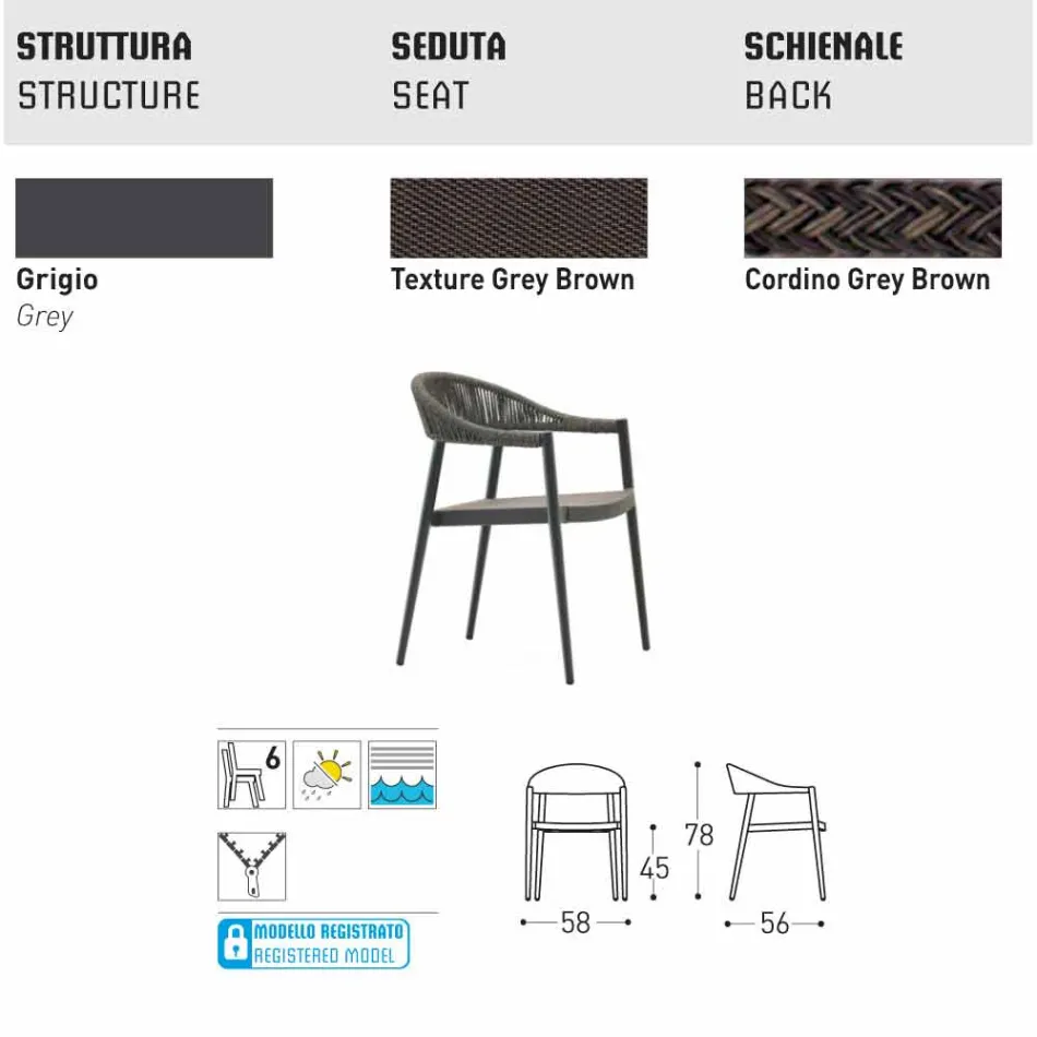 Varaschin Clever scaun de gradina moderne de design, 6 bucăți Viadurini
